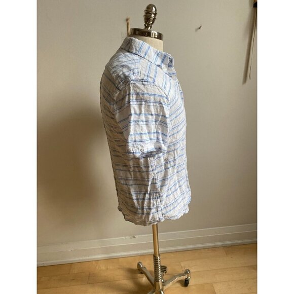 Ben Sherman Men's striped linen button up shirt Large Blue white - Picture 4 of 7